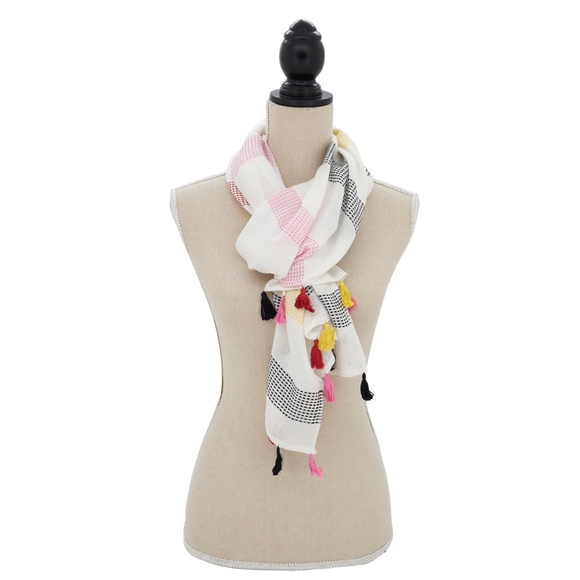 Boho Speckle Stripe Tassel Scarf main image 1